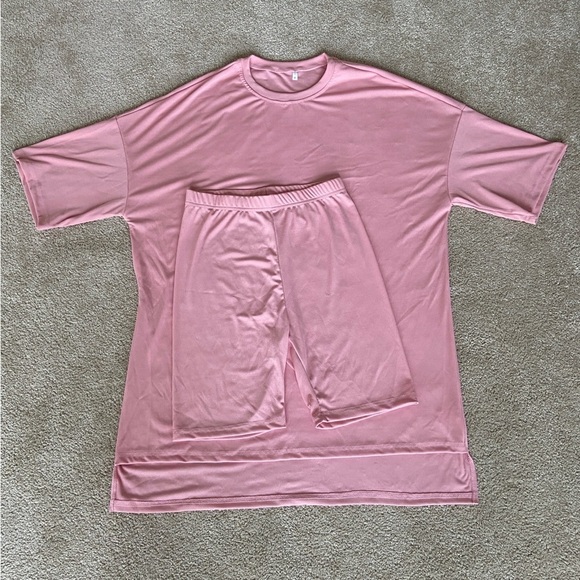 Other - Loungewear Pink Oversized T-Shirt and Shorts Set Homewear Casual home clothes